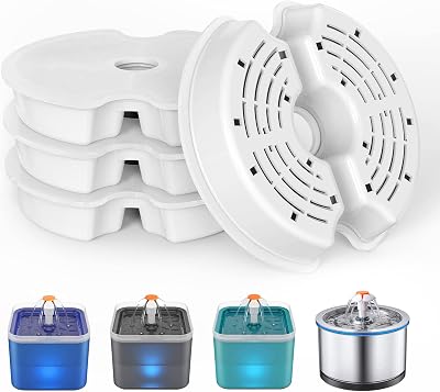 NICREW Sol Cat Water Fountain Filter Replacement Kit 4 Pcs for 2L Fountain