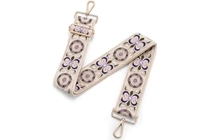 MIRIFRIGE Wide Embroidery Purse strap Replacement Crossbody Bag Strap Adjustable Floral Canvas Guitar Straps for Handbags