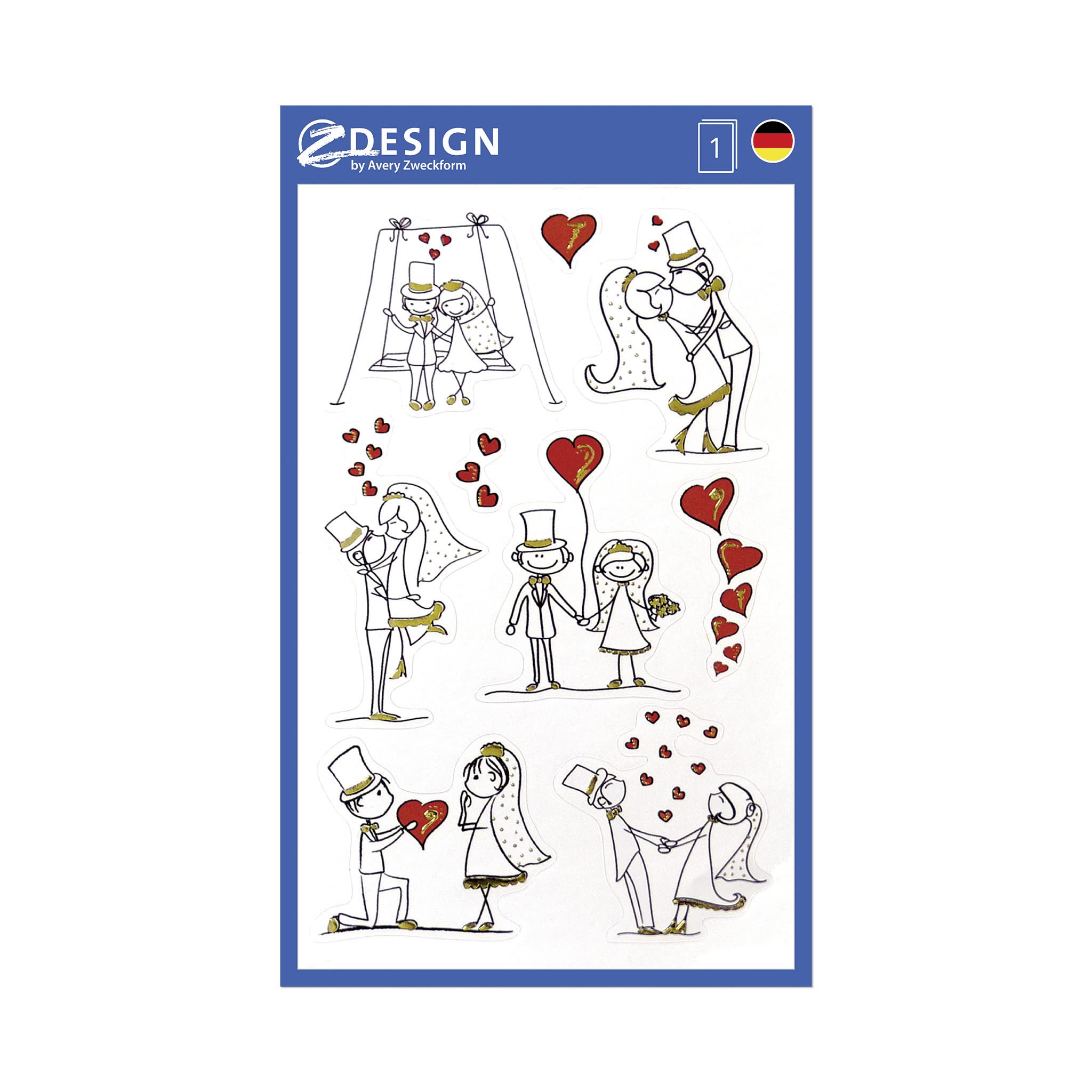 Avery Zweckform 4400 Decorative Stickers Paper Material Hochzeitspaare
