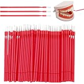 100Pcs Interdental Brushes,Disposable Dental Cleaning Brush Sticks Red | Flexible Bendable Tip,Lint‑Free Spherical Head,Individually Disposable,Teeth Gap Braces Oral Care Use