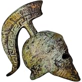Iconsgr Ancient Greek Bronze Museum Replica of Spartan Helmet &ndash; Handmade Oxidized &ndash; 2.3x2.1x1 in / 5.8x5.5x2.5 cm (1387)