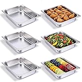 BOHUIZ 6 Pack Half Size Hotel Pans, 2.5 Inch Deep 1/2 Size Stainless Steel Steam Table Pans Restaurant Commercial Half Pans for Chafing Dishes Buffet Hotel Party