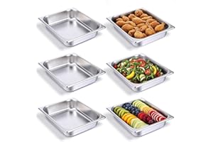 BOHUIZ 6 Pack Half Size Hotel Pans, 2.5 Inch Deep 1/2 Size Stainless Steel Steam Table Pans Restaurant Commercial Half Pans for Chafing Dishes Buffet Hotel Party