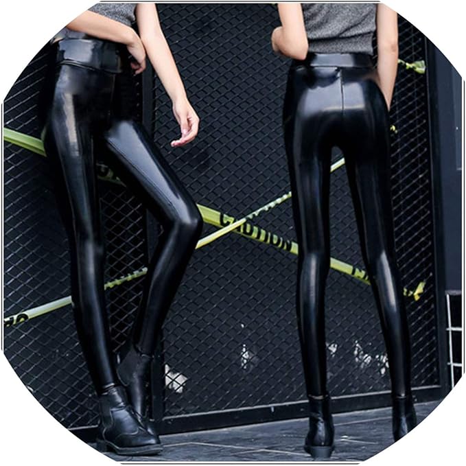 womens black patent leather pants