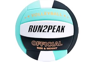 RUN2PEAK Soft Volleyball Ball Official Size 5 Volleyballs for Indoor Outdoor Beach Pool Game Play for Youth Teen Team Beginners Professional PU Leather Training Practice Volley Balls
