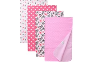 Waoot Kdet Cotton Flannel Receiving Blankets 4 Pcs, Baby Swaddle Blankets, Infant Flannel Blanket 30 X 40 Inch for Boy Girl (Style4)