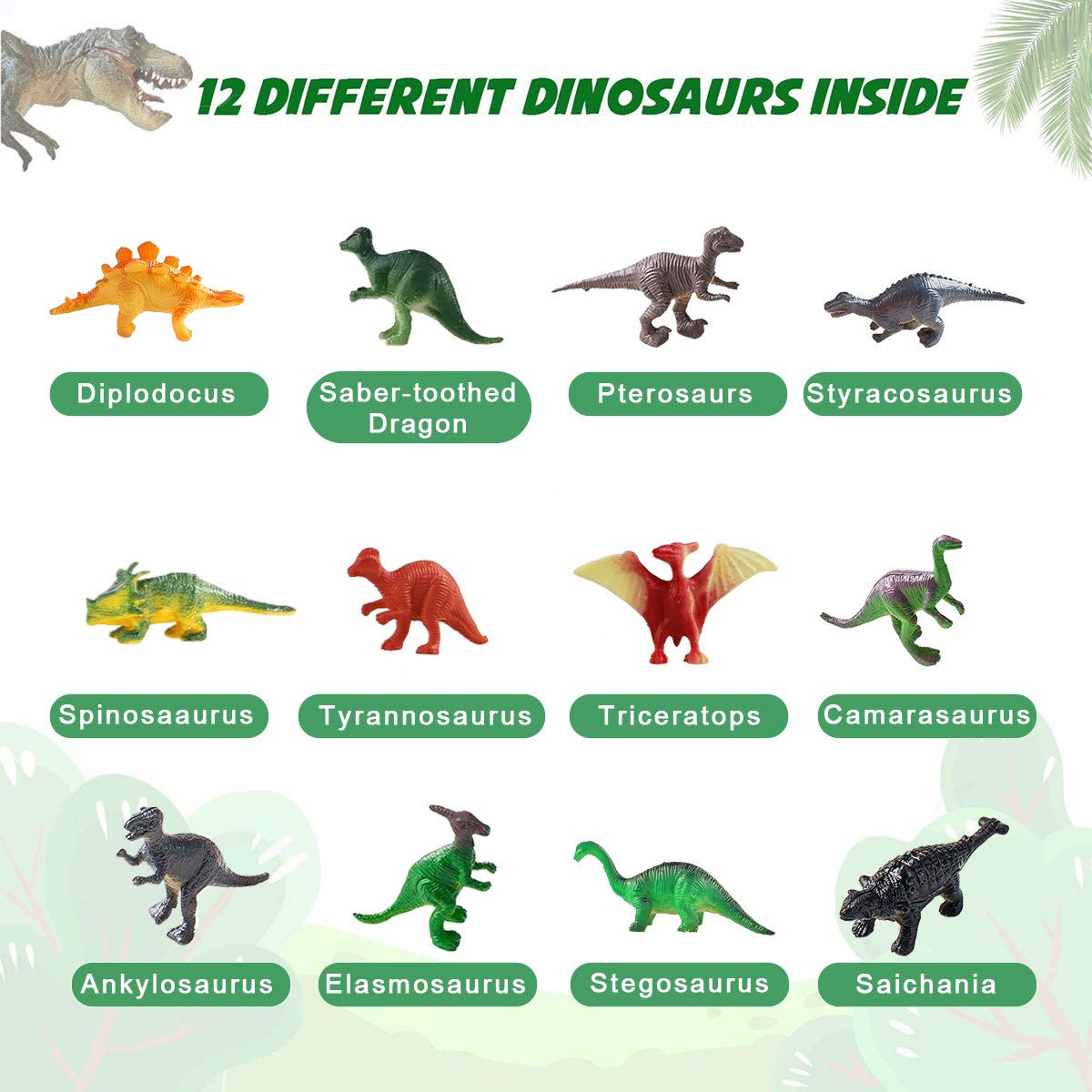 BIGEAR Easter Dinosaur Eggs Excavation Dig Kit - Dinosaur Toys for Kids - Break Open 12 Dinosaur Eggs and Discover 12 Cute Dinosaurs - Archaeology Preschool Science STEM Crafts Birthday Gifts for Boys