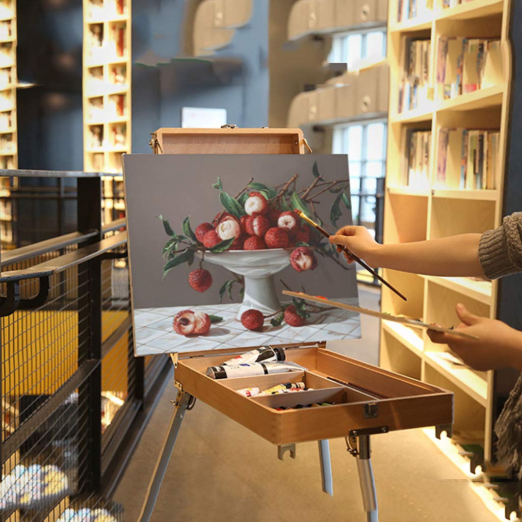 B07gypl3kt アーティストポータブル木製絵画キットスケッチイーゼルアルミ合金脚油絵ボックス木製イーゼル油絵ボックス イーゼル イーゼル メール便無料 Elradarrenca Cl
