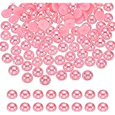 MECCANIXITY 1300Pcs Half Pearl for Crafts, 6mm Plastic Half Flatback Imitation Pearls Cabochon Loose Beads Rhinestone for DIY Crafts Clothing Tumbler Shoes Embellishment Nail (Light Pink AB)