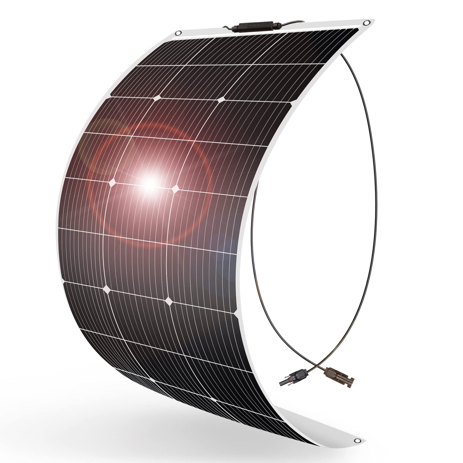 DOKIO Flexible Solar Panel 100W 18V Monocrystalline Thin Film Lightweight Ideal for caravans, Camping, Garden Sheds