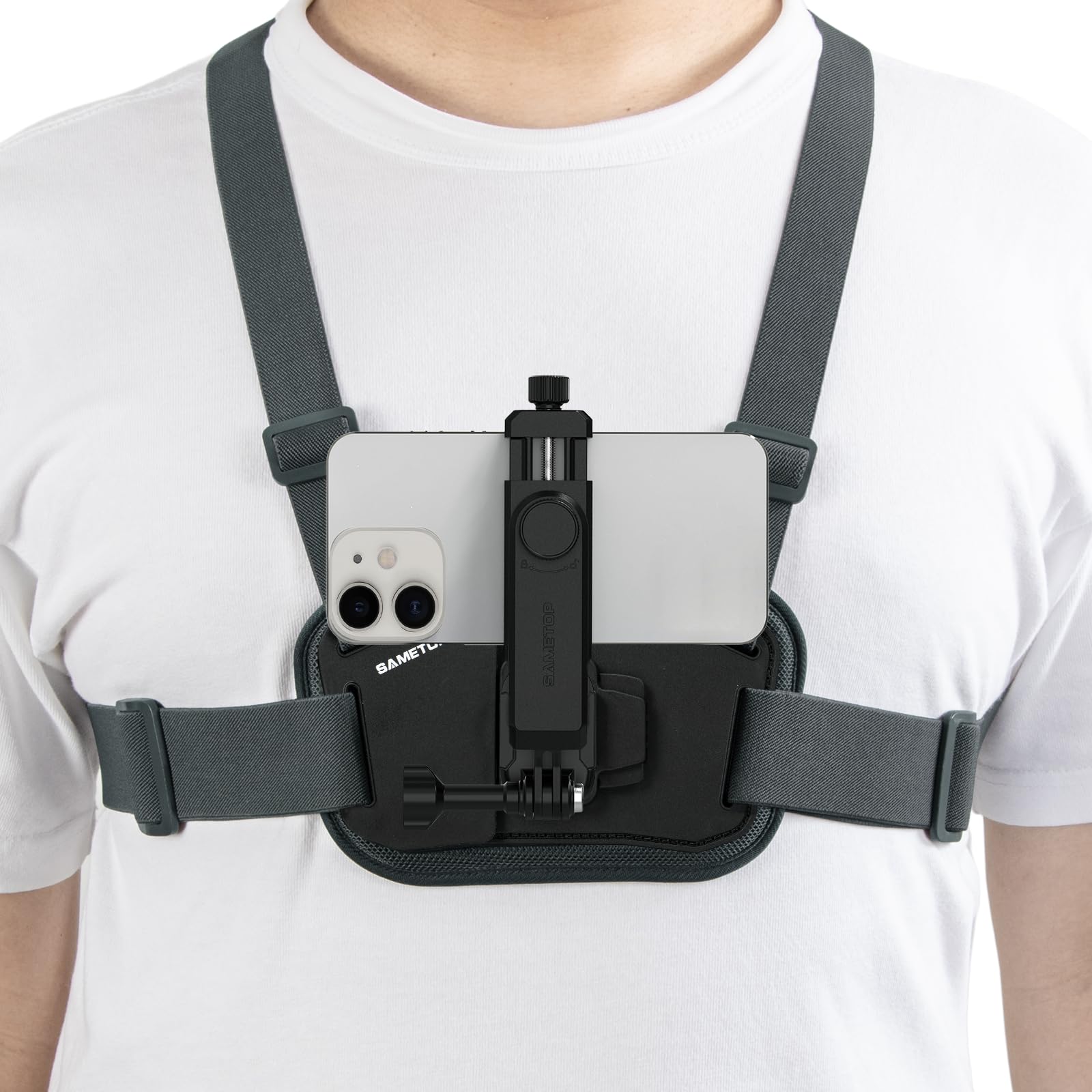 Phone Chest Mount Harness Holder Mobile Phone Strap Clip Compatible with iPhone Samsung GoPro 13/12/11/10/9/8 DJI Osmo and Most Cell Phones Action Cameras POV/VLOG