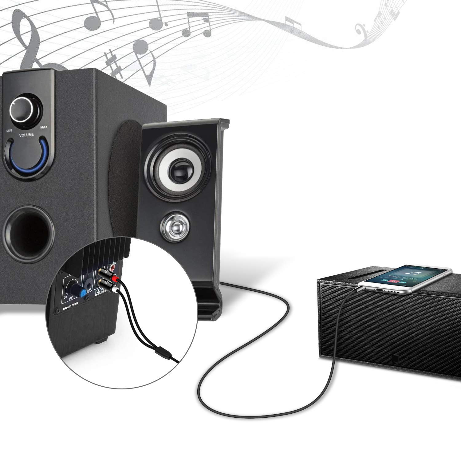 Rankie 3.5mm to 2-Male RCA Adapter Audio Stereo Cable, 6 Feet: Industrial & Scientific