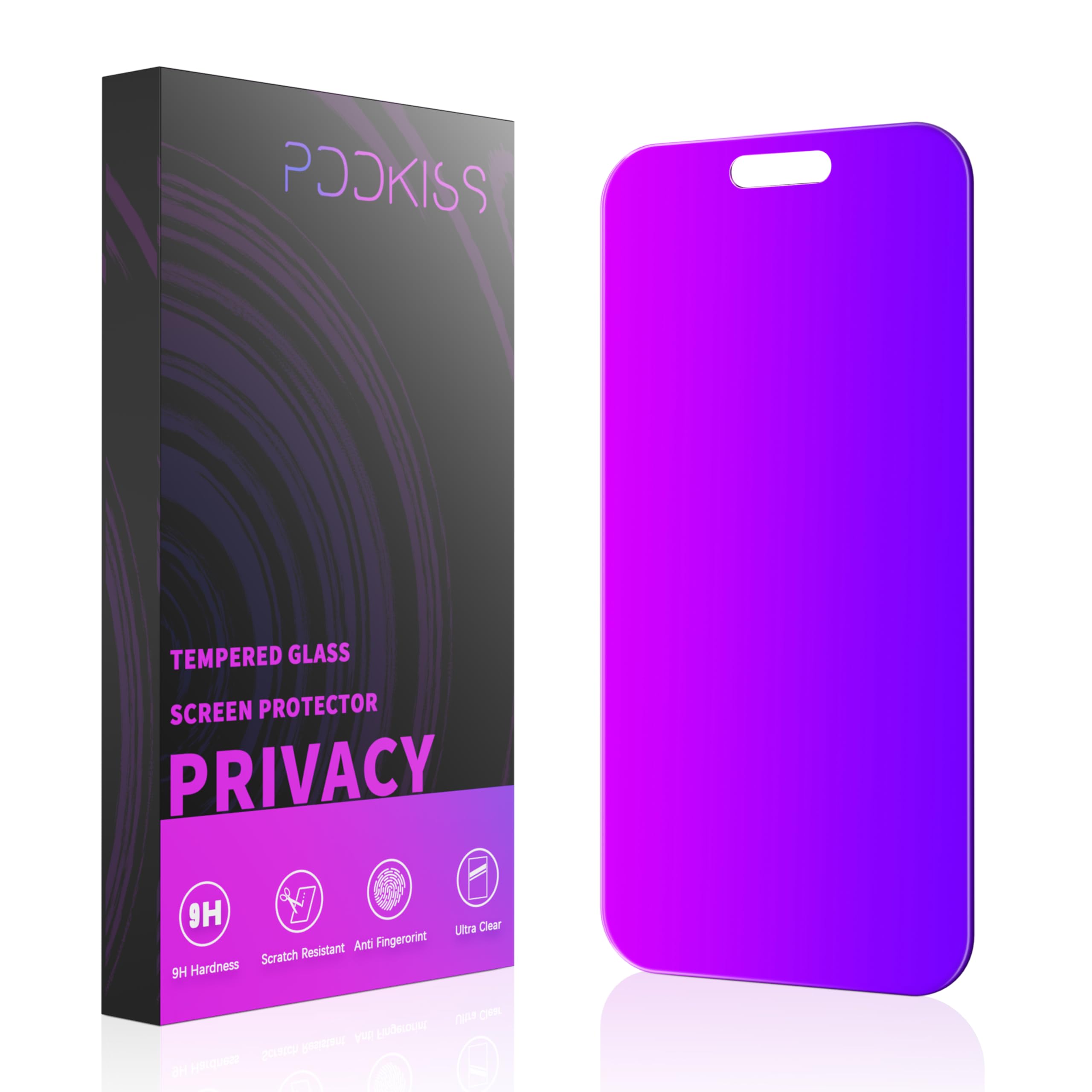 PDDKISS Compatible for iPhone 17 Pro Max Privacy Screen Protector 6.9 Inch, Purple Gradient Anti Spy Anti Blue Light HD Tempered Glass Easy Installation