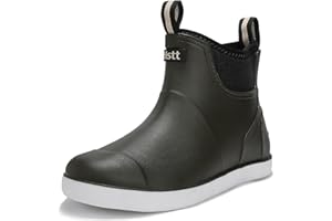 RIUETAR Men's Deck Boots Waterproof Fishing Rain Boots, Anti-Slip Rubber Boots Ankle Booties, High-Performance Footwear Chelsea Boots for Gardening Boating Camping Sailing