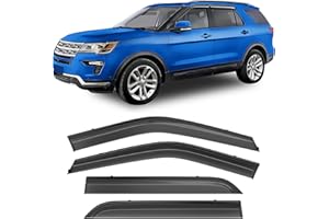 HOPE YOU READY Shatterproof Taped-On Window Deflectors for Ford Explorer 2013-2018 with Balck Trim, Rain Guards, Window Visors for Car, Vent Deflector, 4pcs
