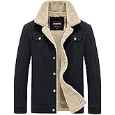 HOW'ON Men's Plus Cotton Warm Fur Collar Casual Button Military Cargo Jacket Outwear Parka Winter Quilted Coat
