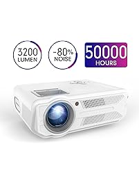 Projector, DBPOWER Mini Projector, 3200 Lumens 200&rsquo;&rsquo; Big Display LCD Video Projector, 1080P Supported, 50,000 Hours Lamp Life, Multimedia Home Theater Projector Support HDMI USB SD VGA AV
