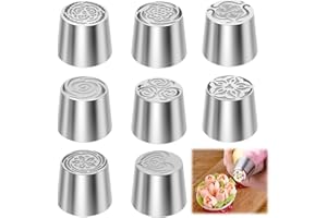 6/8Pcs Russian Flower Piping Tips Set, Extra Large Cake Piping Nozzles Tips, Stainless Steel Rose Icing Tips, Floral Cake Dec