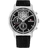 Tommy Hilfiger Mens Dress Watch - Multifunction Leather Wristwatch - Water Resistant up to 5 ATM/50 Meters - Premium Fashion Timepiece for All Occasions - 44mm