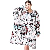 THREE POODLE Wearable Blanket Hoodie for Women, Oversized Sherpa Sweatshirt Blanket for Adults Men, Cozy Bohemia Hooded Blankets, Gifts for Teen Girls Women Mom Sister