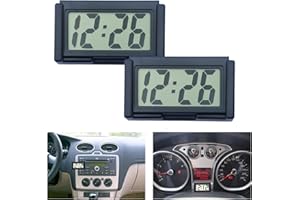 SHUDYEAR 2 Pcs Mini Digital Clock Small Magnetic Car Dashboard Clocks Stick on Self Adhesive Bracket Digital Clocks Battery Operated Automotive Stick On Watch for Air Vent (Black 2)
