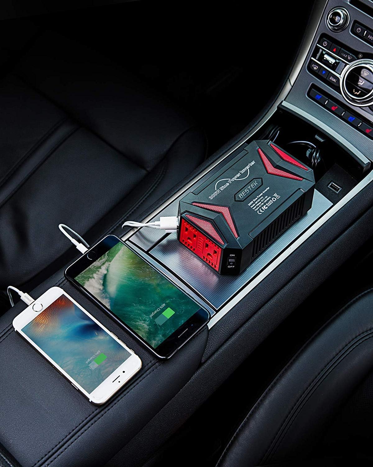 BESTEK 300Watt Pure Sine Wave Power Inverter Car Adapter DC 12V to AC 110V with 4.2A Dual Smart USB Ports: Electronics