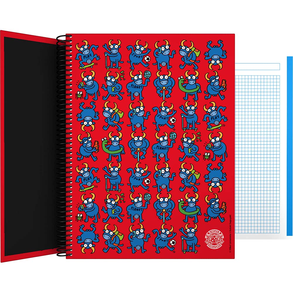 Grafoplás 16502632 Hardcover Notebook, Cardboard, A4, Squared 5x5, 5 Colour Bands, Katuki Saguyaki Collection, Bull, FSC Certified, 140 Micro-Perforated Sheets, 4 Drills, 5 Bands Colour