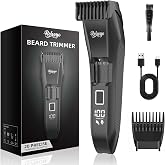 REHOYO Beard Trimmer for Men Adjustable: Professional Cordless Trimmer | 20 Length Dial, IPX7 Waterproof, Battery Display, USB-C Charging, Electric Groomer For Facial, Beard &amp; Mustache, Black
