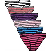 Colorful Star 6 Pack Womens Ladies Sexy Cotton Briefs Fashion Striped Soft Underwear