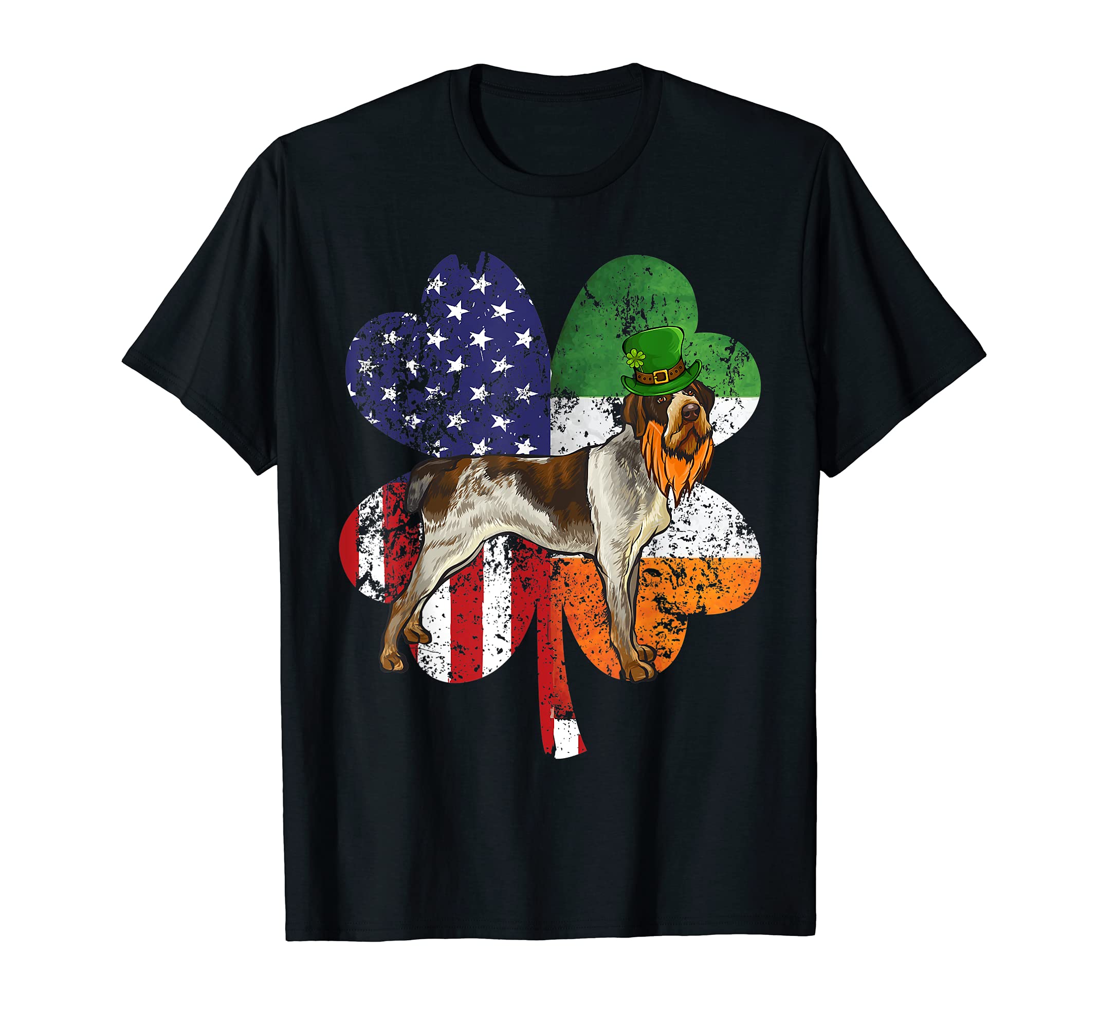 St Patricks Day Irish American Flag Wirehaired Pointer Dog T-Shirt