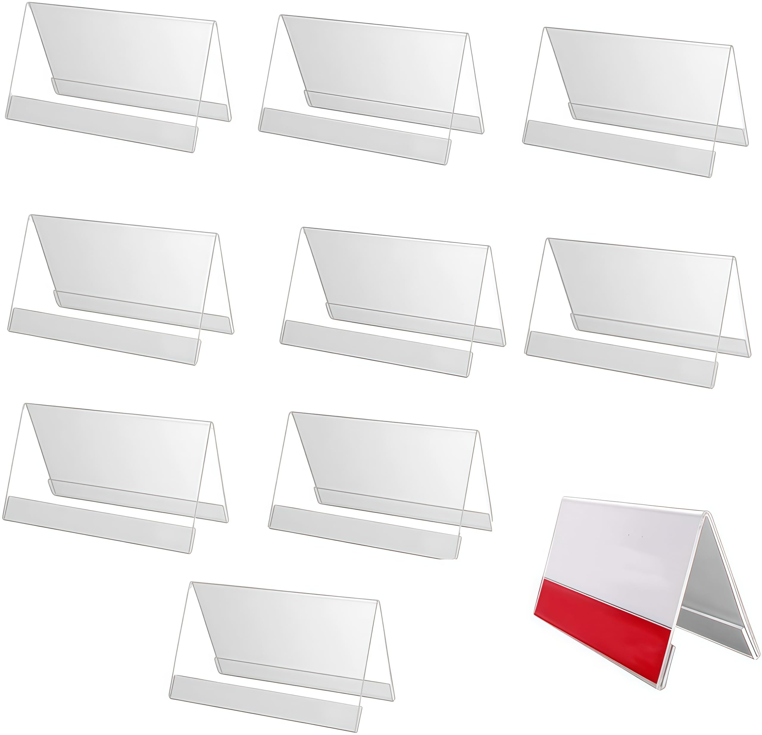 Loopunk 10 Pcs Acrylic Name Plate, Acrylic Display Stands Name Plates, Name Label Holder for Office Meeting, Office, Shop, Restaurant(20x8cm)