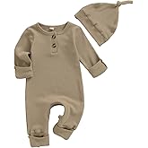 Newborn Knit Romper Hat 2 Pieces Button Up Footed Jumpsuit Baby Boy Clothes Photography Coming Home Outfit