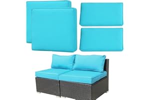 FKSLIFE 4 Pcs Patio Cushion Covers Replacement,Outdoor Patio Seat Cushion Covers Furniture Sofa Covers,Waterproof Back Cushion Slipcovers Washable Pillow Cover with Zipper(25×25×3.15 inches,Cyan)
