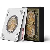 strublfe Illustration Art Playing Cards, Retro Style Deck of Cards, Poker Cards, International Standard Size, Suitable for Travel, Party Entertainment, (Golden)