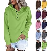dyiozbga Women's Mock Neck Hoodies,2025 Plus Size Long Sleeve Button Collar Pullover Hooded Sweatshirts for Fall Going Out