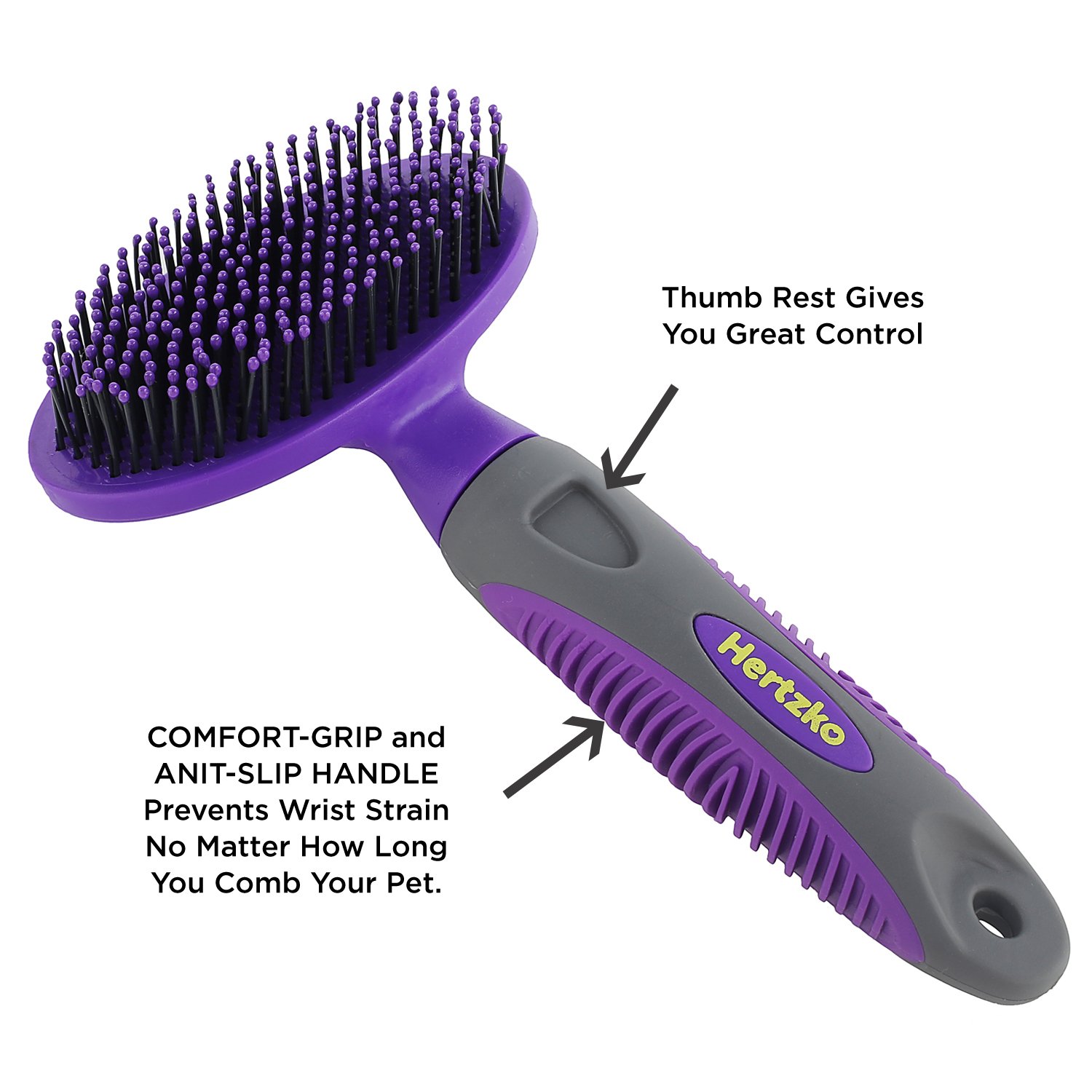 Soft Pet Brush by Hertzko - For Dogs and Cats – for Detangling and Removing Loose Undercoat or Shed Fur for large and small animals – Ideal for Everyday Brushing Long and Short Hair for Sensitive Skin: Beauty