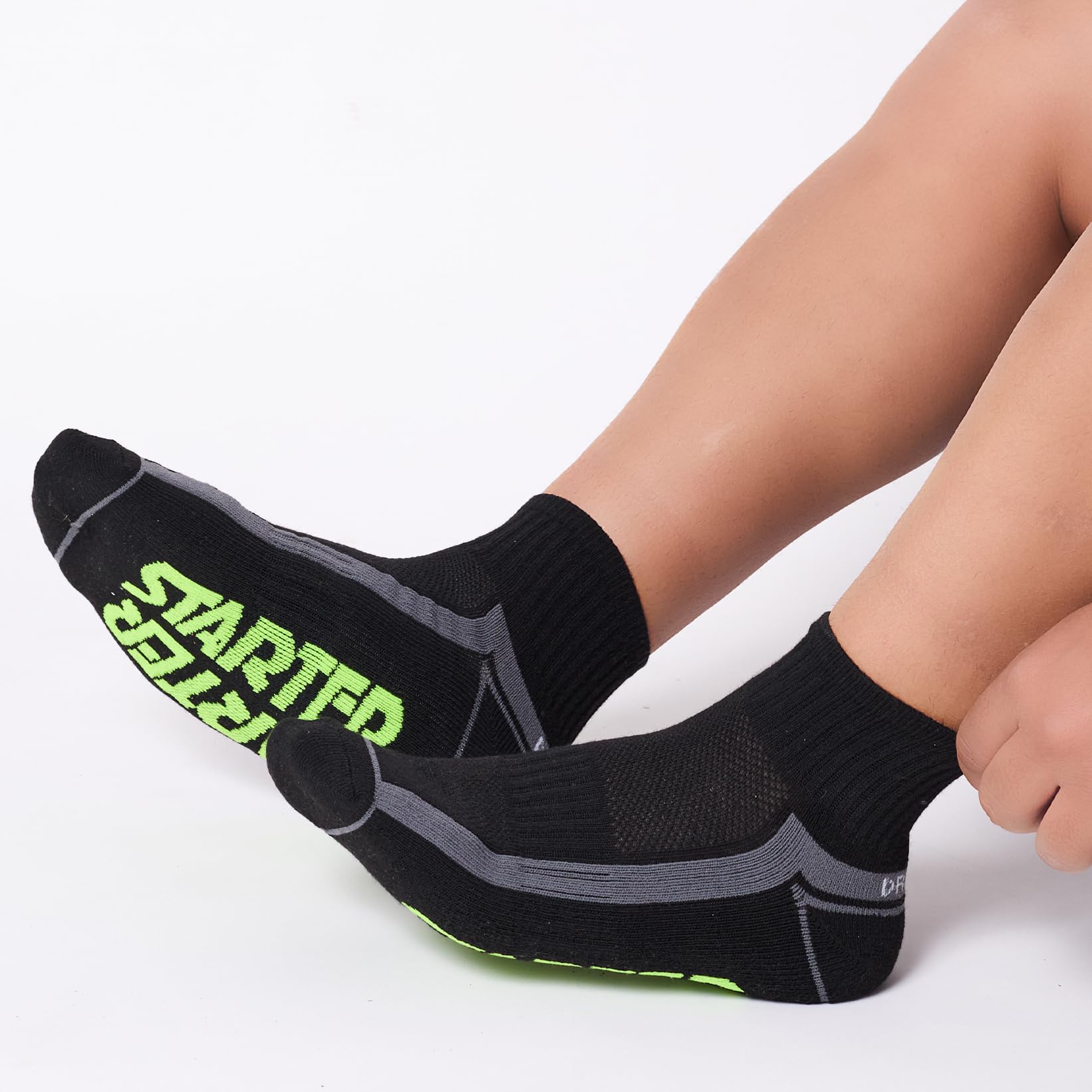 STARTER Men's 10 Pack Half Cushion Quarters Socks (Black, 6-12)