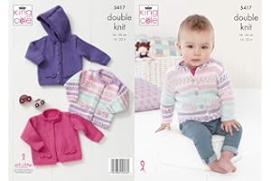 King Cole 5417 Knitting Pattern Baby Cardigans in Cherish DK and Cherished DK,Multicolor,14" - 22" (36cm - 56cm) Chest.