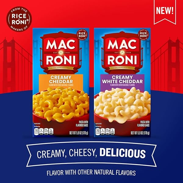 MAC A RONI, CREAMY CHEDDAR MACARONI AND CHEESE, 5.9 OZ BOX