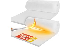 Lyrufexon Ceramic Fiber Insulation, 2 Pieces 24"x15.7"x1"Thick, 2600F Fireproof Insulation Blanket for Wood Stove Baffle, Fireplace, Pellet Stove, Chimney, Furnace, Boiler, Pizza Ovens and Forge