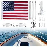 American flag with Pole,Flag poles Kit Embroidered USA Flag | 2x3 Ft | Includes 4 FT Heavy Duty Tangle Free Flagpole &amp; Adjustable 180&deg; Bracket for Indoor/Outdoor