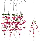 ICBOX 5.58FT 5PCS Bougainvillea Artificial Flowers Vines Faux Silk Hanging Bougainvillea Nearly Natural Plants Stem for Porch Patio Balcony Home Wedding Decoration (Rose Red)
