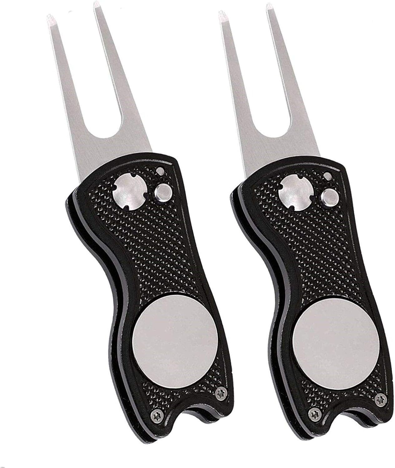 Golf Divot Repair Tool Switchblade with Ball Marker Value 1/2 Pack