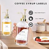 Sunal 2x 16.9oz Glass Coffee Syrup Dispenser Set Gold Pump 36 Labels view 5