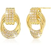 Jean Beau Chunky Gold Stud Earrings for Women Trendy Gold Plated Dangle Drop Wedding Prom Birthday Fashion Office Jewelry Gift