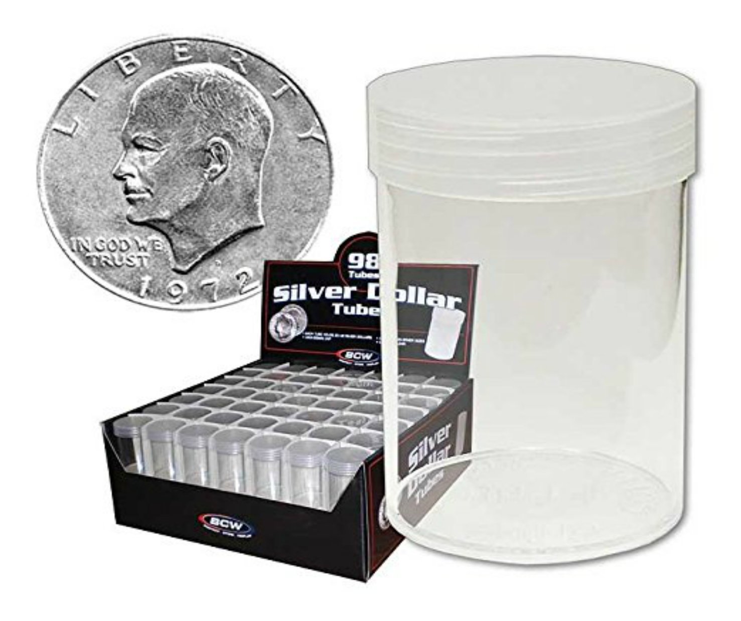 COIN STORAGE TUBES EISENHOWER DOLLAR round clear plastic w