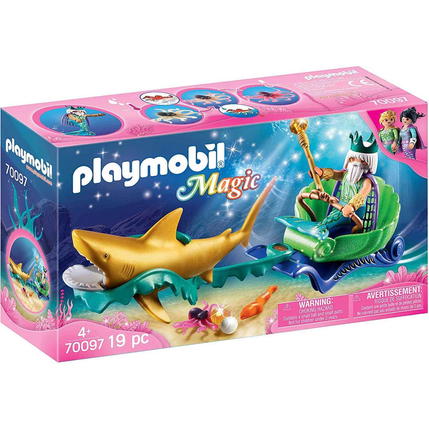 Playmobil 70097 Magic Sea King with Shark Carriage, Fun Imaginative Role-Play, PlaySets Suitable for Children Ages 4+