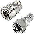 Tool Daily Pressure Washer Adapter Set with Swivel, M22 14mm to 3/8" Quick Connect, Stainless Steel Quick Disconnect Swivel for Power Washer Hose, 5000 PSI