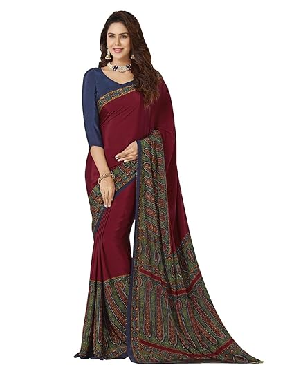 SILK CREPE SAREE FOR WOMEN