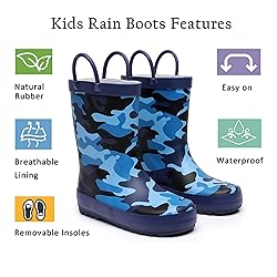LANCDON Toddler Rain Boots for Boys and Girls